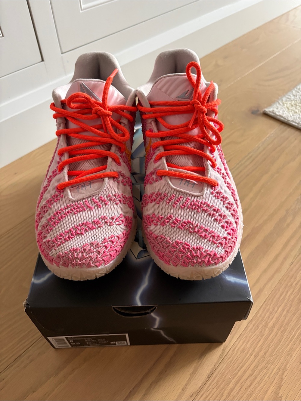 Nike Ja 3 bubble gum Pink Knit Sneakers with Bright Orange Laces